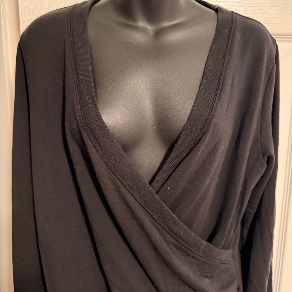 Athleta Black Women's V-Neck Wrap Blouse - Picture 4 of 7